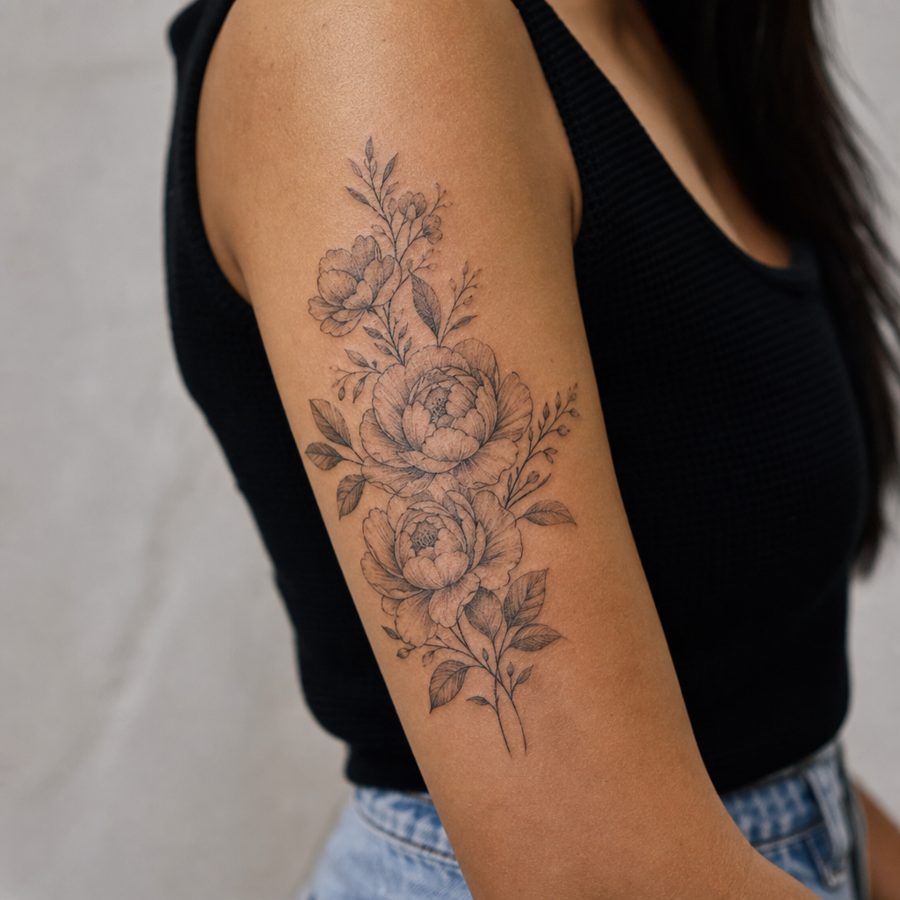Feminine tattoo on Sleeve